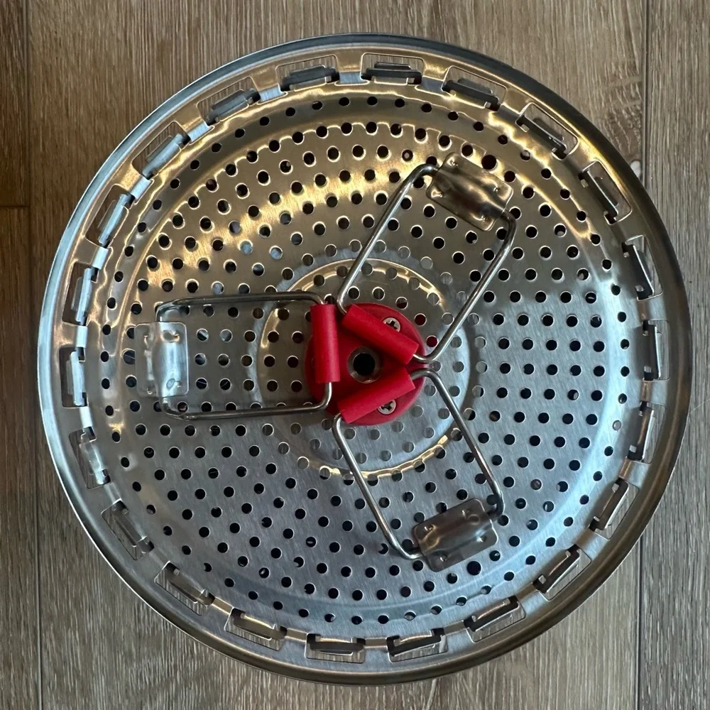 NWT Stainless Steel Steamer Basket Red Handle